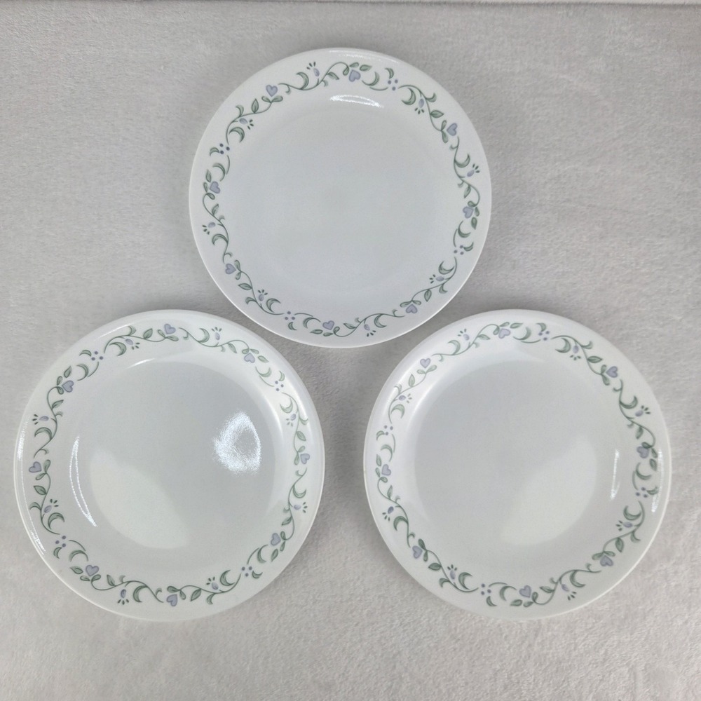 Corelle Country Cottage 8.5 Salad Luncheon Plates Blue Hearts Set of 3 USA